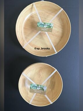 🎁8PC Tommy Bahama Melamine Bowls - 4 Dinner Bowls and 4 Salad Bowls - Wood Grain